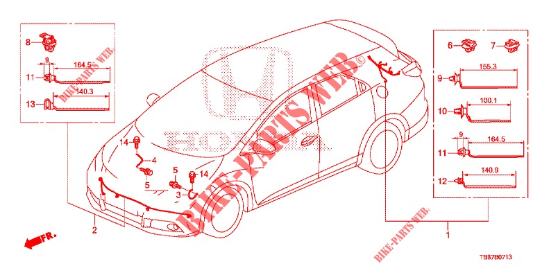WIRE HARNESS (8) for Honda CIVIC TOURER DIESEL 1.6 COMFORT 5 Doors 6 speed manual 2014