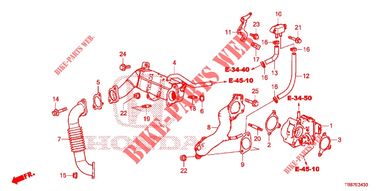 VALVE RECIRCULATION EXHAUST GAS. LOW PRESSURE LOOP (DIESEL) for Honda CIVIC TOURER DIESEL 1.6 EXECUTIVE 5 Doors 6 speed manual 2014