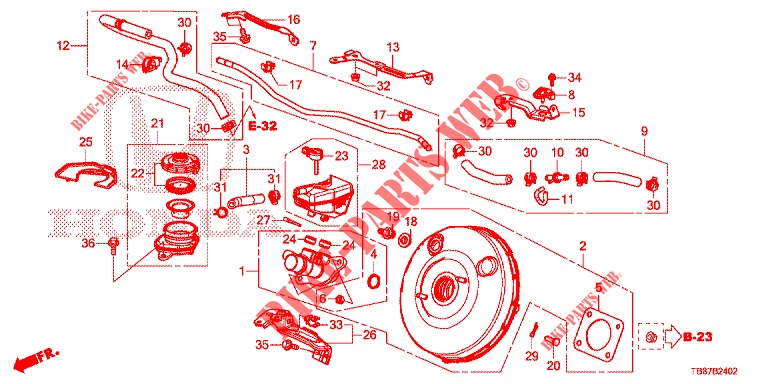 BRAKE MASTER CYLINDER/MAS TER POWER (DIESEL) (LH) for Honda CIVIC TOURER DIESEL 1.6 S 5 Doors 6 speed manual 2014