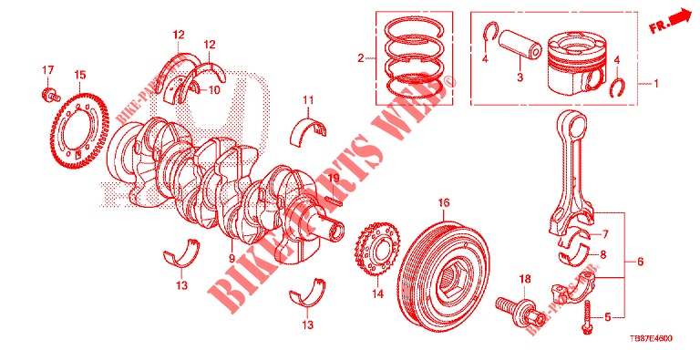 CRANKSHAFT/PISTON (DIESEL) for Honda CIVIC TOURER DIESEL 1.6 S 5 Doors 6 speed manual 2014