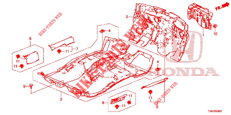 FLOOR MAT/INSULATOR  for Honda CIVIC TOURER DIESEL 1.6 S 5 Doors 6 speed manual 2014