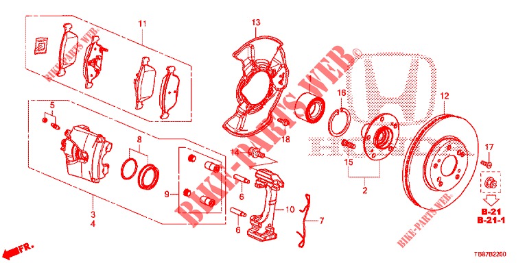FRONT BRAKE  for Honda CIVIC TOURER DIESEL 1.6 S 5 Doors 6 speed manual 2014