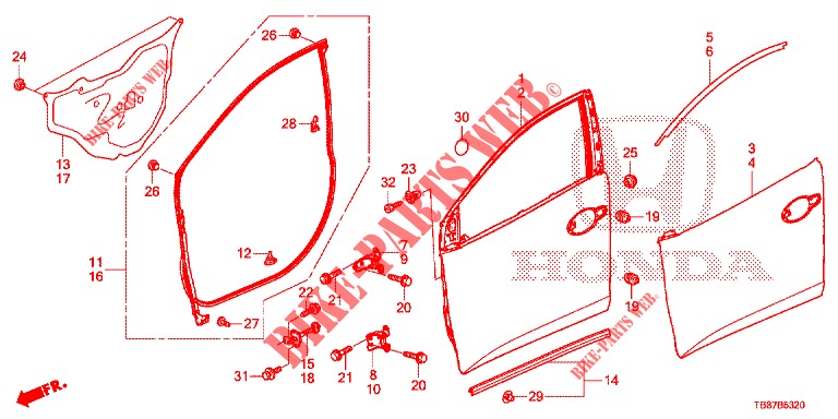 FRONT DOOR PANELS (2D)  for Honda CIVIC TOURER DIESEL 1.6 S 5 Doors 6 speed manual 2014