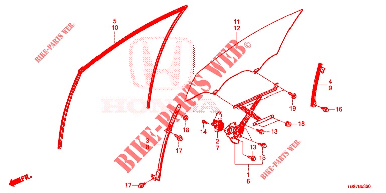 FRONT DOOR WINDOWS/REGULA TOR  for Honda CIVIC TOURER DIESEL 1.6 S 5 Doors 6 speed manual 2014