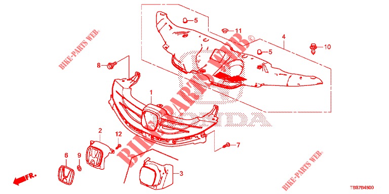 FRONT GRILLE/MOLDING  for Honda CIVIC TOURER DIESEL 1.6 S 5 Doors 6 speed manual 2014