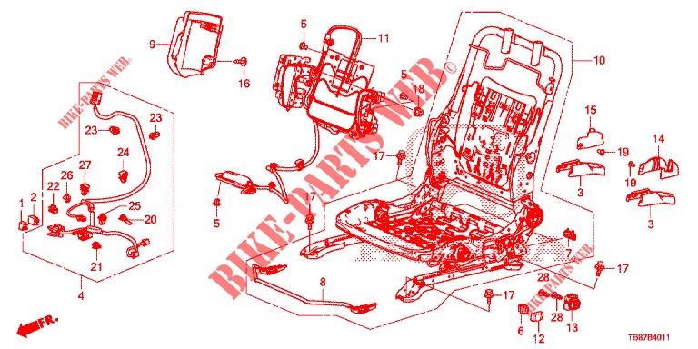 FRONT SEAT COMPONENTS (G.) (HAUTEUR MANUELLE) for Honda CIVIC TOURER DIESEL 1.6 S 5 Doors 6 speed manual 2014