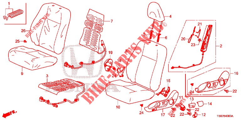 FRONT SEAT/SEATBELTS (G.) (1) for Honda CIVIC TOURER DIESEL 1.6 S 5 Doors 6 speed manual 2014