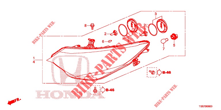 HEADLIGHT  for Honda CIVIC TOURER DIESEL 1.6 S 5 Doors 6 speed manual 2014