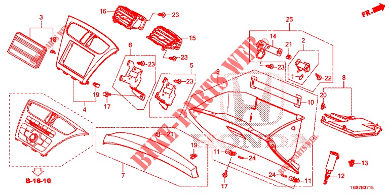 INSTRUMENT GARNISH (COTE DE PASSAGER) (LH) for Honda CIVIC TOURER DIESEL 1.6 S 5 Doors 6 speed manual 2014