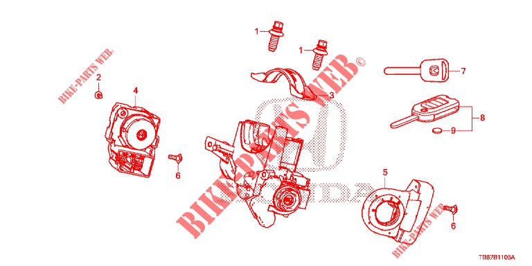 KEY CYLINDER COMPONENTS  for Honda CIVIC TOURER DIESEL 1.6 S 5 Doors 6 speed manual 2014