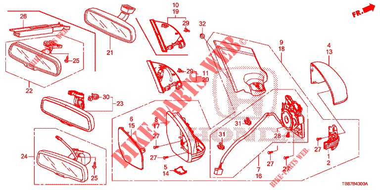 MIRROR/SUNVISOR  for Honda CIVIC TOURER DIESEL 1.6 S 5 Doors 6 speed manual 2014