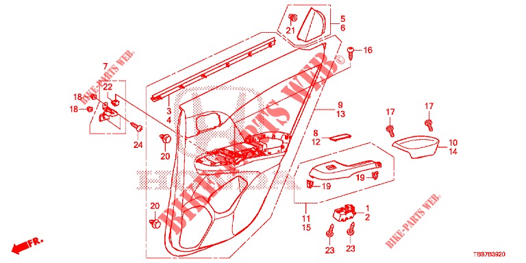 REAR DOOR LINING (4D)  for Honda CIVIC TOURER DIESEL 1.6 S 5 Doors 6 speed manual 2014