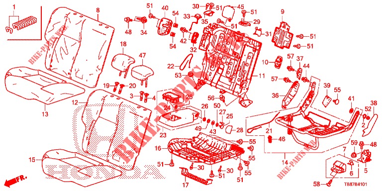 REAR SEAT/SEATBELT (D.) for Honda CIVIC TOURER DIESEL 1.6 S 5 Doors 6 speed manual 2014
