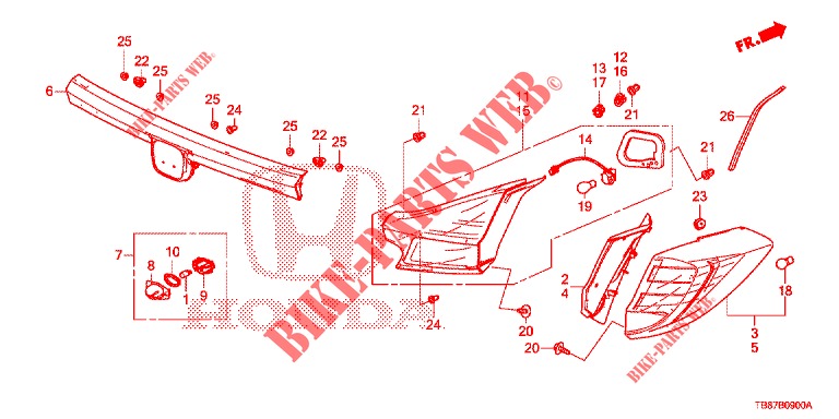 TAILLIGHT/LICENSE LIGHT (PGM FI)  for Honda CIVIC TOURER DIESEL 1.6 S 5 Doors 6 speed manual 2014
