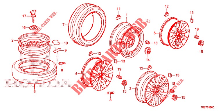 TIRE/WHEEL DISKS  for Honda CIVIC TOURER DIESEL 1.6 S 5 Doors 6 speed manual 2014