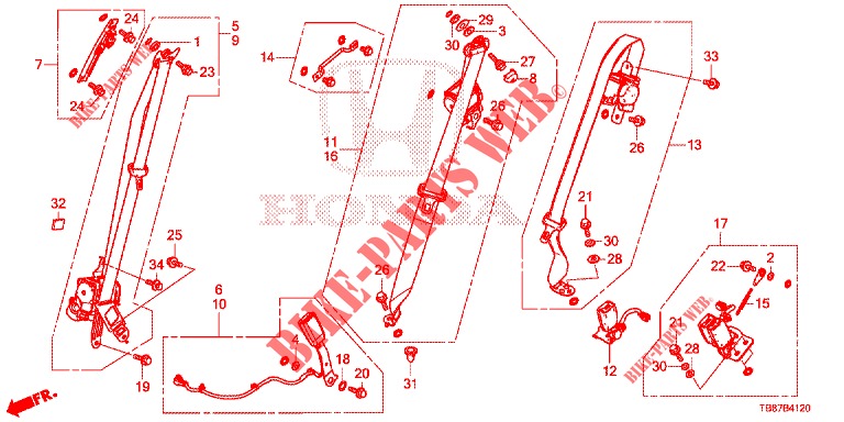 FRONT SEAT/SEATBELTS  for Honda CIVIC TOURER DIESEL 1.6 EXECUTIVE 5 Doors 6 speed manual 2014