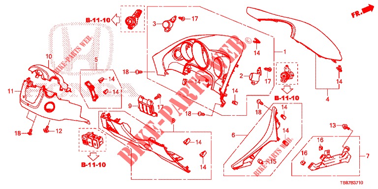 INSTRUMENT GARNISH (COTE DE CONDUCTEUR) (LH) for Honda CIVIC TOURER DIESEL 1.6 EXECUTIVE 5 Doors 6 speed manual 2014