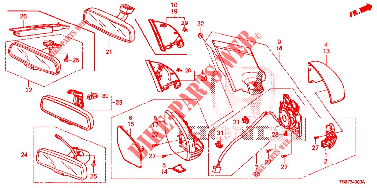 MIRROR/SUNVISOR  for Honda CIVIC TOURER DIESEL 1.6 EXECUTIVE 5 Doors 6 speed manual 2014
