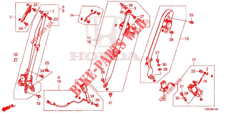 FRONT SEAT/SEATBELTS  for Honda CIVIC TOURER 1.8 COMFORT 5 Doors 6 speed manual 2014