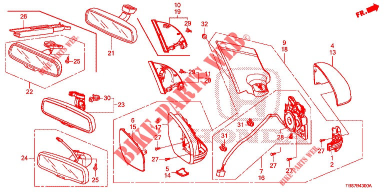 MIRROR/SUNVISOR  for Honda CIVIC TOURER 1.8 COMFORT 5 Doors 6 speed manual 2014
