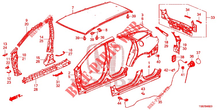 OUTER PANELS/REAR PANEL  for Honda CIVIC TOURER 1.8 COMFORT 5 Doors 6 speed manual 2014
