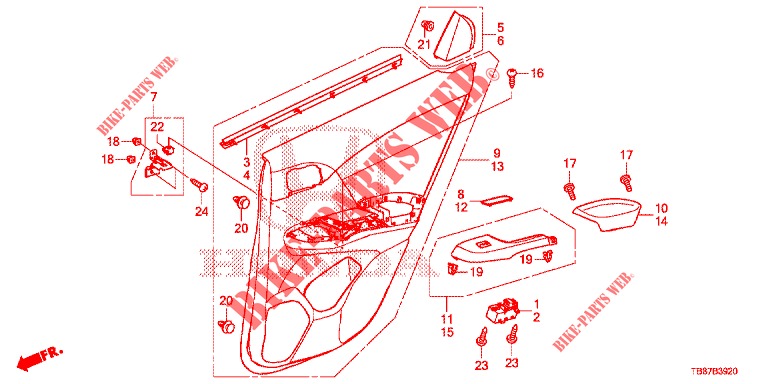 REAR DOOR LINING (4D)  for Honda CIVIC TOURER 1.8 COMFORT 5 Doors 6 speed manual 2014
