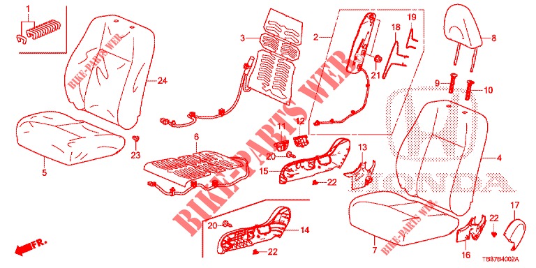 FRONT SEAT/SEATBELTS (D.) (1) for Honda CIVIC TOURER 1.8 COMFORT 5 Doors 5 speed automatic 2014