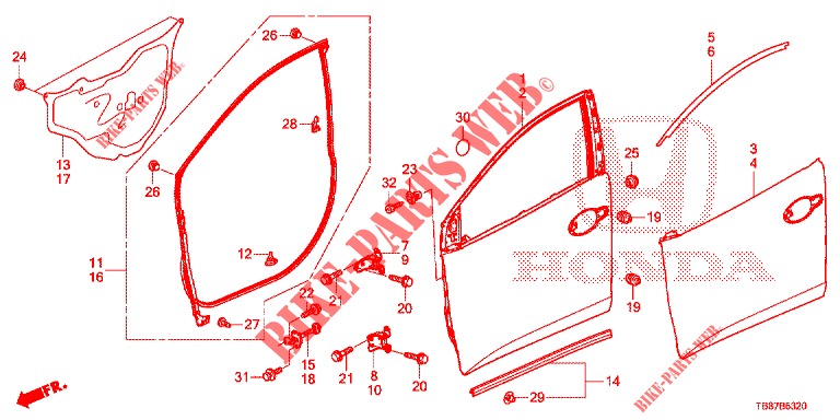 FRONT DOOR PANELS (2D)  for Honda CIVIC TOURER 1.8 EXECUTIVE 5 Doors 6 speed manual 2014