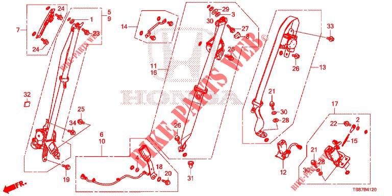 FRONT SEAT/SEATBELTS  for Honda CIVIC TOURER 1.8 EXECUTIVE 5 Doors 6 speed manual 2014