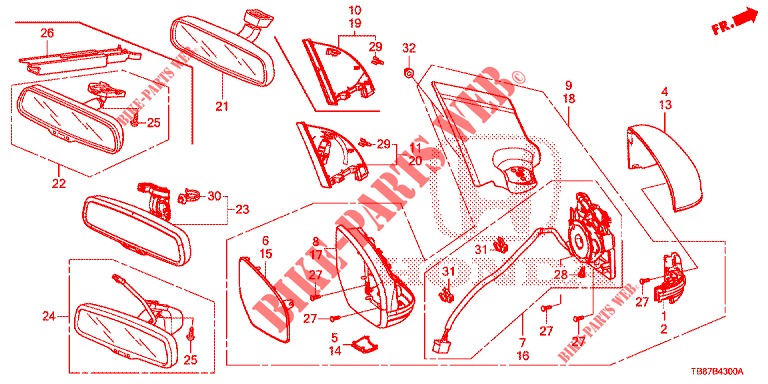 MIRROR/SUNVISOR  for Honda CIVIC TOURER 1.8 EXECUTIVE 5 Doors 6 speed manual 2014