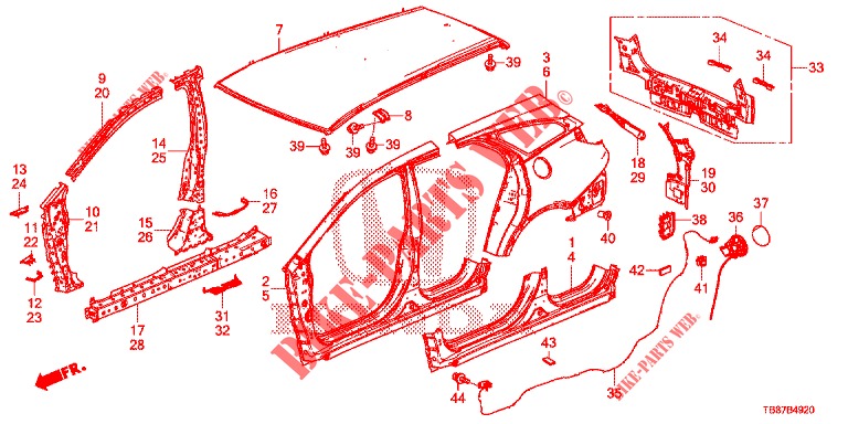 OUTER PANELS/REAR PANEL  for Honda CIVIC TOURER 1.8 EXECUTIVE 5 Doors 6 speed manual 2014