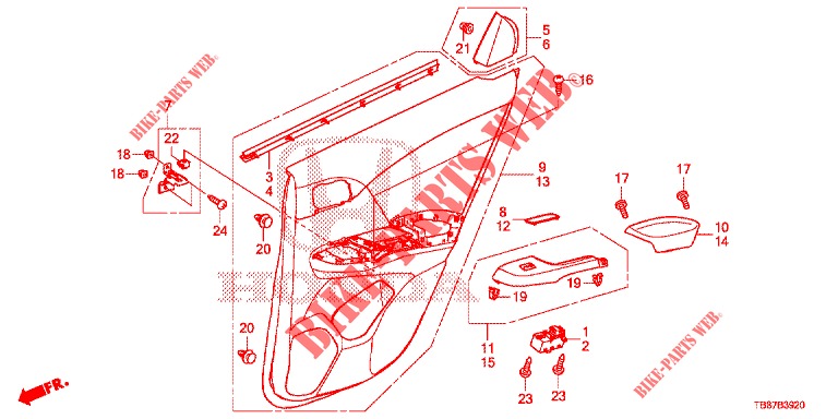 REAR DOOR LINING (4D)  for Honda CIVIC TOURER 1.8 EXECUTIVE 5 Doors 6 speed manual 2014