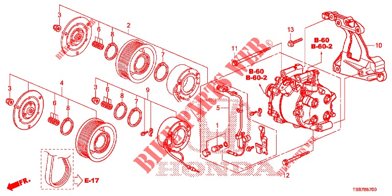 AIR CONDITIONER (COMPRESSEUR) (1.8L) for Honda CIVIC TOURER 1.8 LIFESTYLE 5 Doors 6 speed manual 2014
