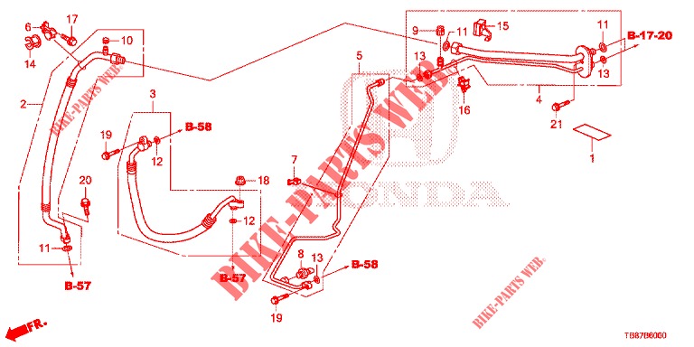 AIR CONDITIONER (FLEXIBLES/TUYAUX) (1.8L) (LH) for Honda CIVIC TOURER 1.8 LIFESTYLE 5 Doors 6 speed manual 2014