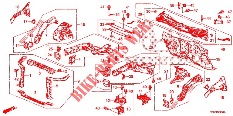 FRONT BULKHEAD/DASHBOARD  for Honda CIVIC TOURER 1.8 LIFESTYLE 5 Doors 6 speed manual 2014