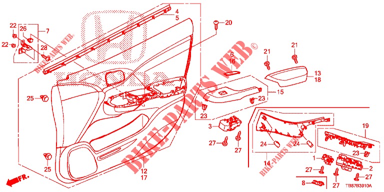 FRONT DOOR LINING (LH) for Honda CIVIC TOURER 1.8 LIFESTYLE 5 Doors 6 speed manual 2014