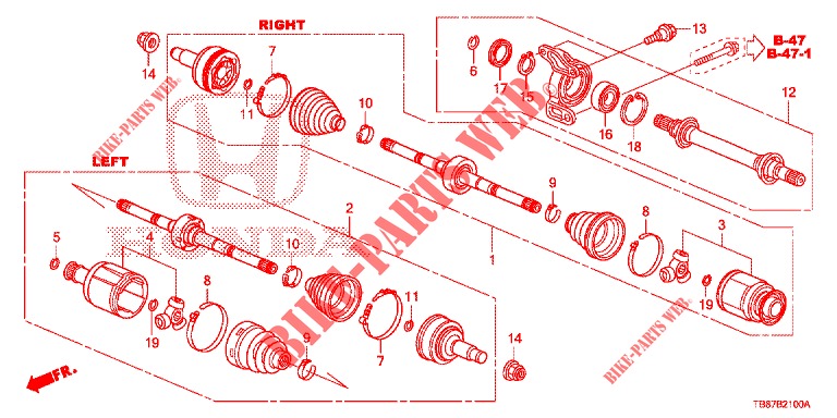 FRONT DRIVESHAFT/HALF SHA FT (1.8L) for Honda CIVIC TOURER 1.8 LIFESTYLE 5 Doors 6 speed manual 2014