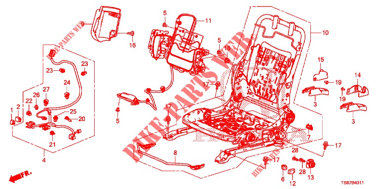 FRONT SEAT COMPONENTS (G.) (HAUTEUR MANUELLE) for Honda CIVIC TOURER 1.8 LIFESTYLE 5 Doors 6 speed manual 2014