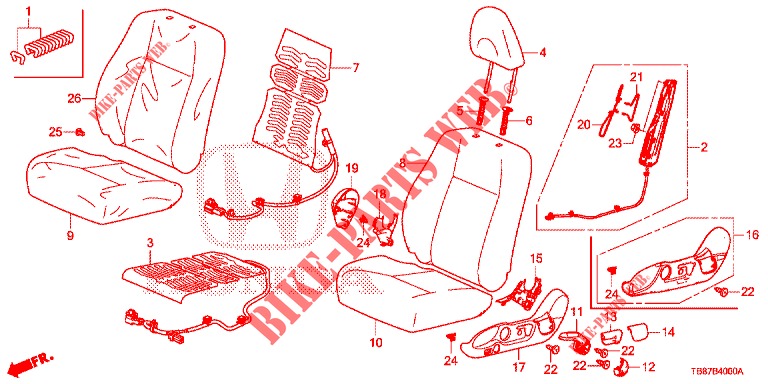 FRONT SEAT/SEATBELTS (G.) (1) for Honda CIVIC TOURER 1.8 LIFESTYLE 5 Doors 6 speed manual 2014