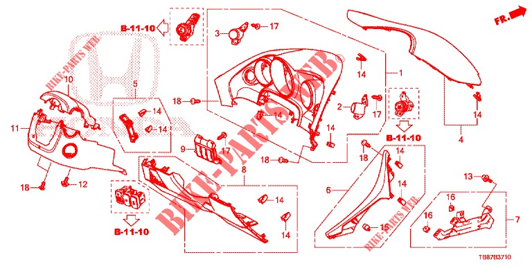 INSTRUMENT GARNISH (COTE DE CONDUCTEUR) (LH) for Honda CIVIC TOURER 1.8 LIFESTYLE 5 Doors 6 speed manual 2014