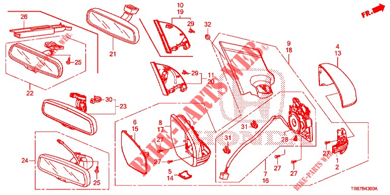 MIRROR/SUNVISOR  for Honda CIVIC TOURER 1.8 LIFESTYLE 5 Doors 6 speed manual 2014