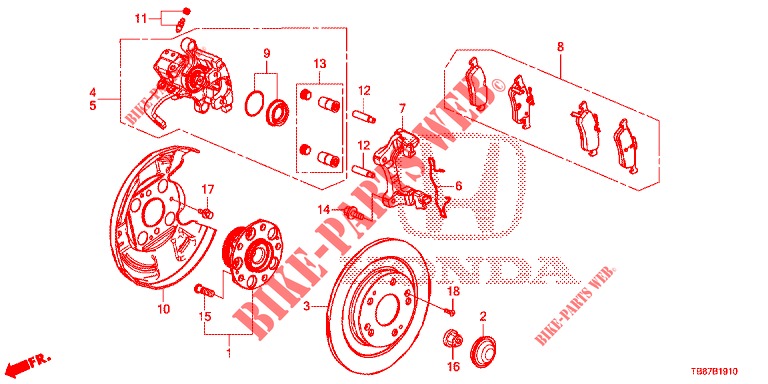 REAR BRAKE DRUM  for Honda CIVIC TOURER 1.8 LIFESTYLE 5 Doors 6 speed manual 2014