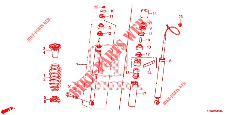 REAR SHOCK ABSORBER  for Honda CIVIC TOURER 1.8 LIFESTYLE 5 Doors 6 speed manual 2014