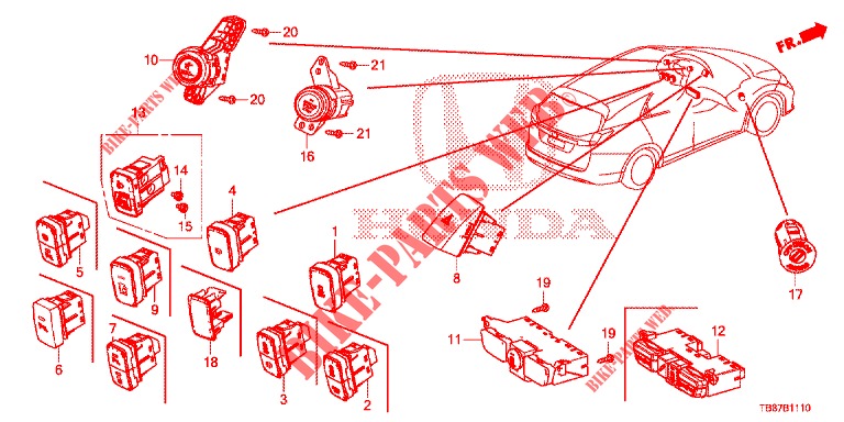 SWITCH (LH) for Honda CIVIC TOURER 1.8 LIFESTYLE 5 Doors 6 speed manual 2014