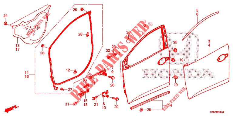 FRONT DOOR PANELS (2D)  for Honda CIVIC TOURER 1.8 LIFESTYLE 5 Doors 5 speed automatic 2014