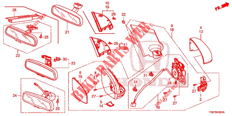 MIRROR/SUNVISOR  for Honda CIVIC TOURER 1.8 LIFESTYLE 5 Doors 5 speed automatic 2014
