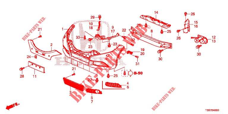 FRONT BUMPER  for Honda CIVIC TOURER 1.8 EXECUTIVE 5 Doors 6 speed manual 2014