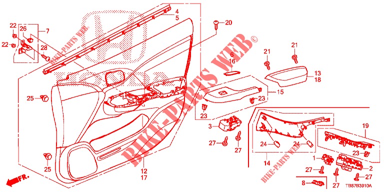 FRONT DOOR LINING (LH) for Honda CIVIC TOURER 1.8 EXECUTIVE 5 Doors 6 speed manual 2014