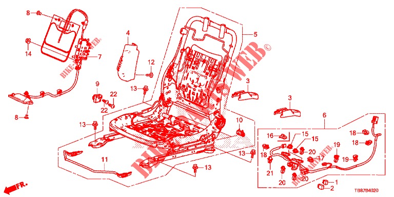 FRONT SEAT COMPONENTS (D.) (SIEGE REGLAGE MANUEL) for Honda CIVIC TOURER 1.8 EXECUTIVE 5 Doors 6 speed manual 2014