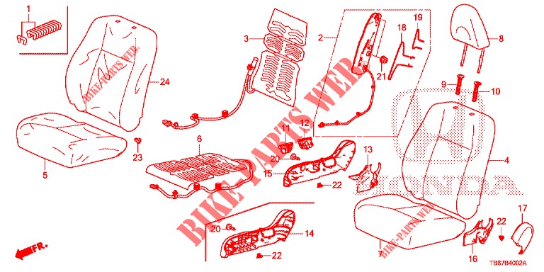 FRONT SEAT/SEATBELTS (D.) (1) for Honda CIVIC TOURER 1.8 EXECUTIVE 5 Doors 6 speed manual 2014